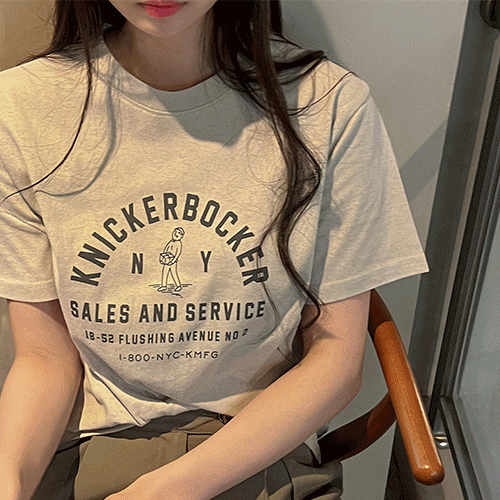 [3color] NY 니커 라운드 반팔 티셔츠 T#YW953