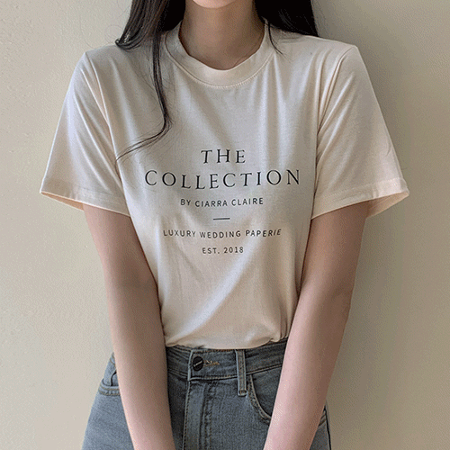 [3color] 컬렉션 레터링 라운드 반팔 티셔츠 T#YW956