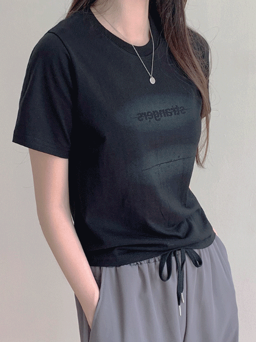 [4color] 스트렌저 세미 크롭 반팔 티셔츠 T#YW1071