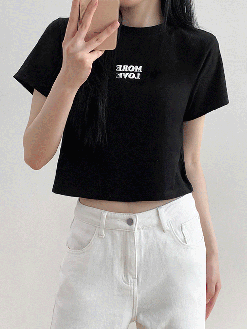 [4color] 발포러브 크롭 반팔 티셔츠 T#YW1076